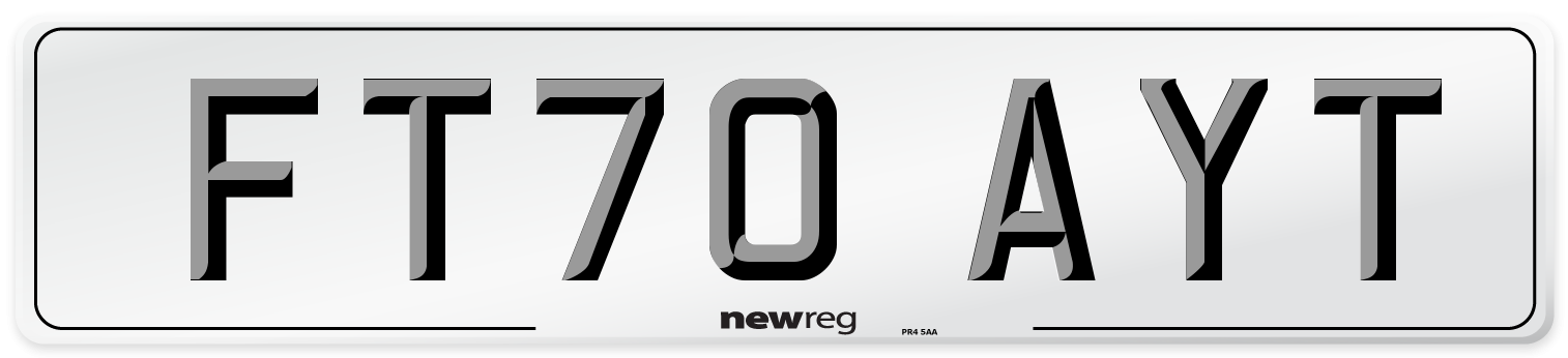 FT70 AYT Number Plate from New Reg